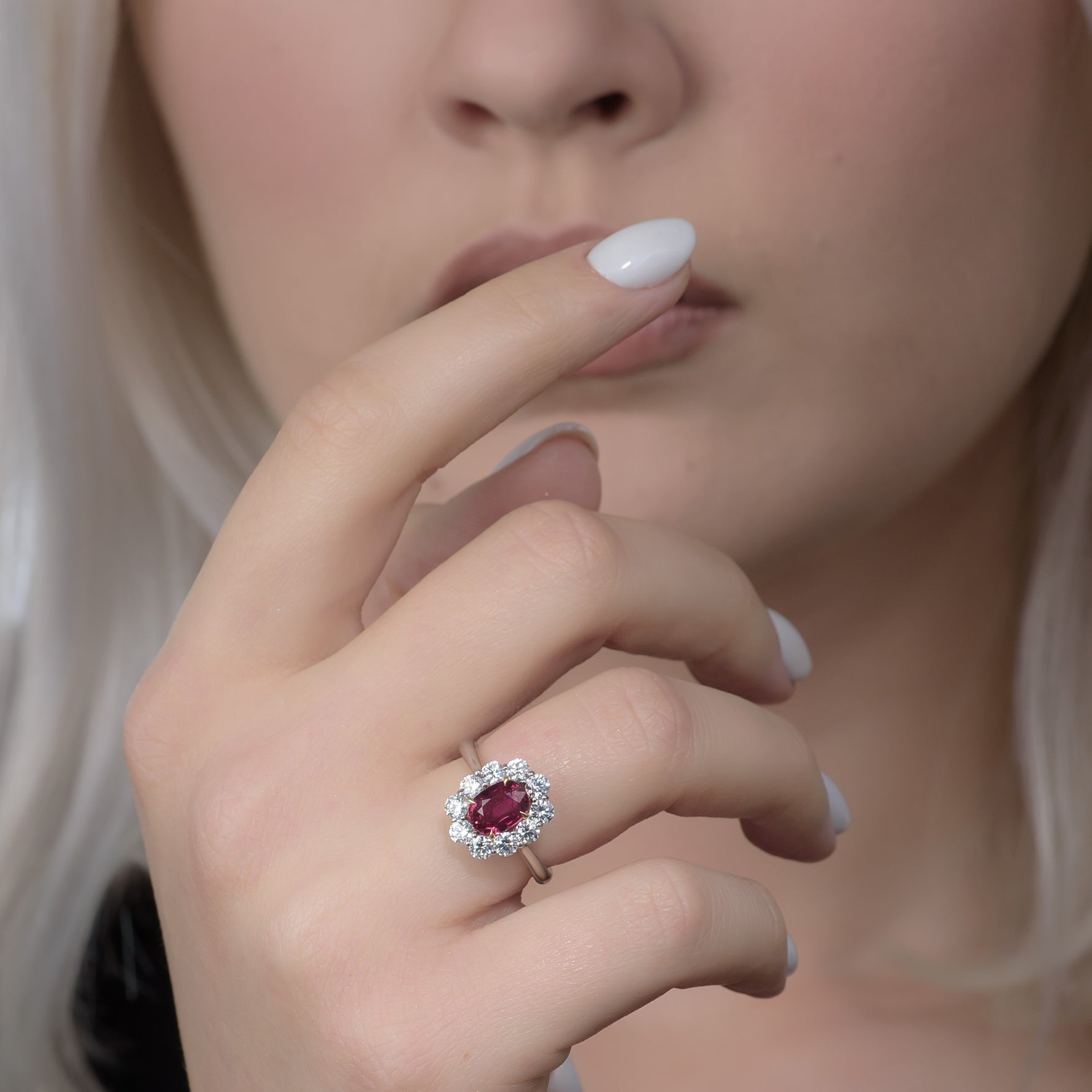 Large Floral Halo Ring Setting - 4