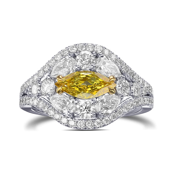 Extraordinary Pear and Brilliant Diamond Halo Ring Setting