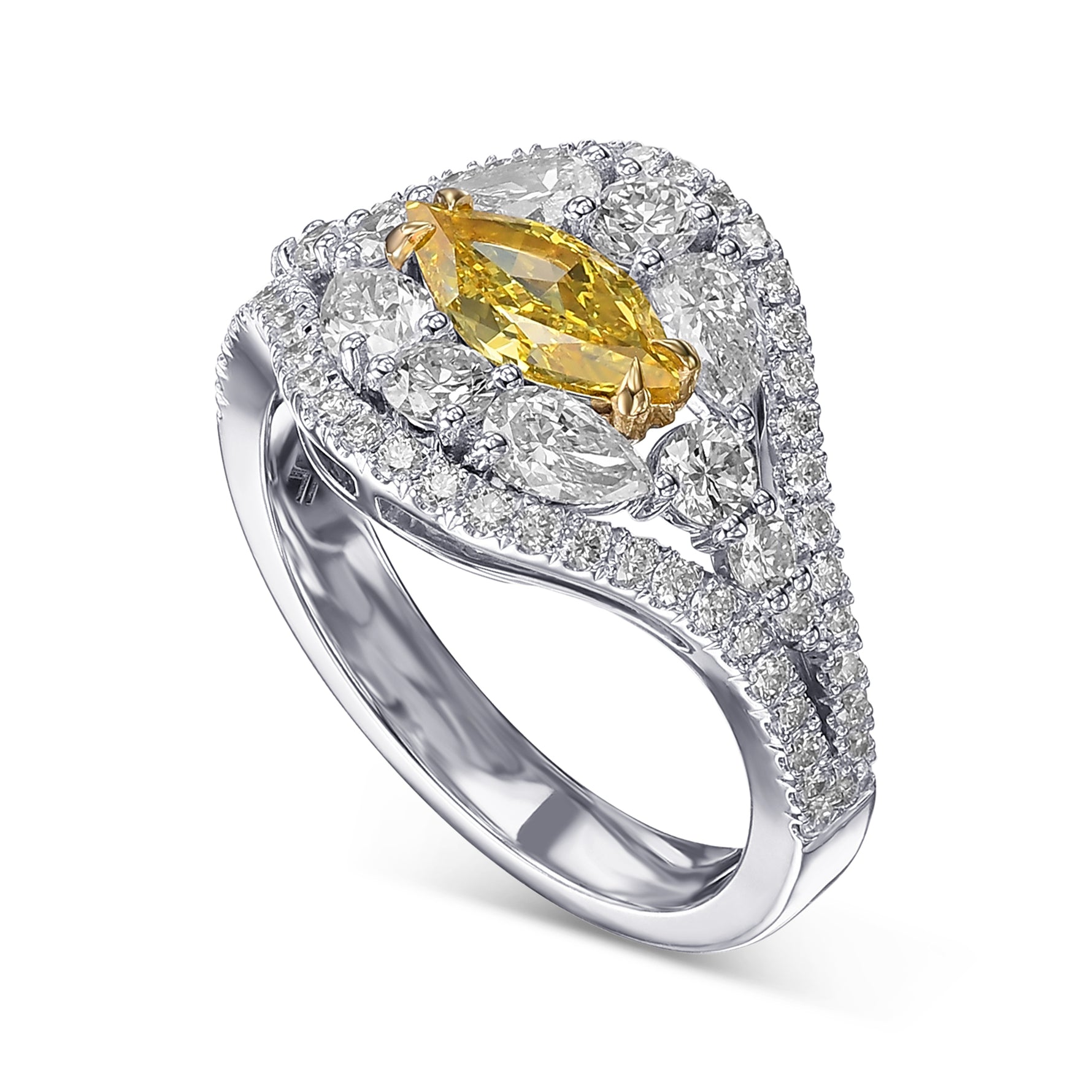 Extraordinary Pear and Brilliant Diamond Halo Ring Setting - 3