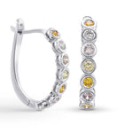 Multicolor Round Diamond Hoop Earrings