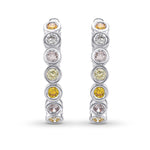 Multicolor Round Diamond Hoop Earrings
