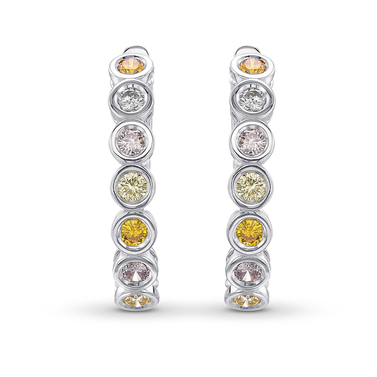 Multicolor Round Diamond Hoop Earrings