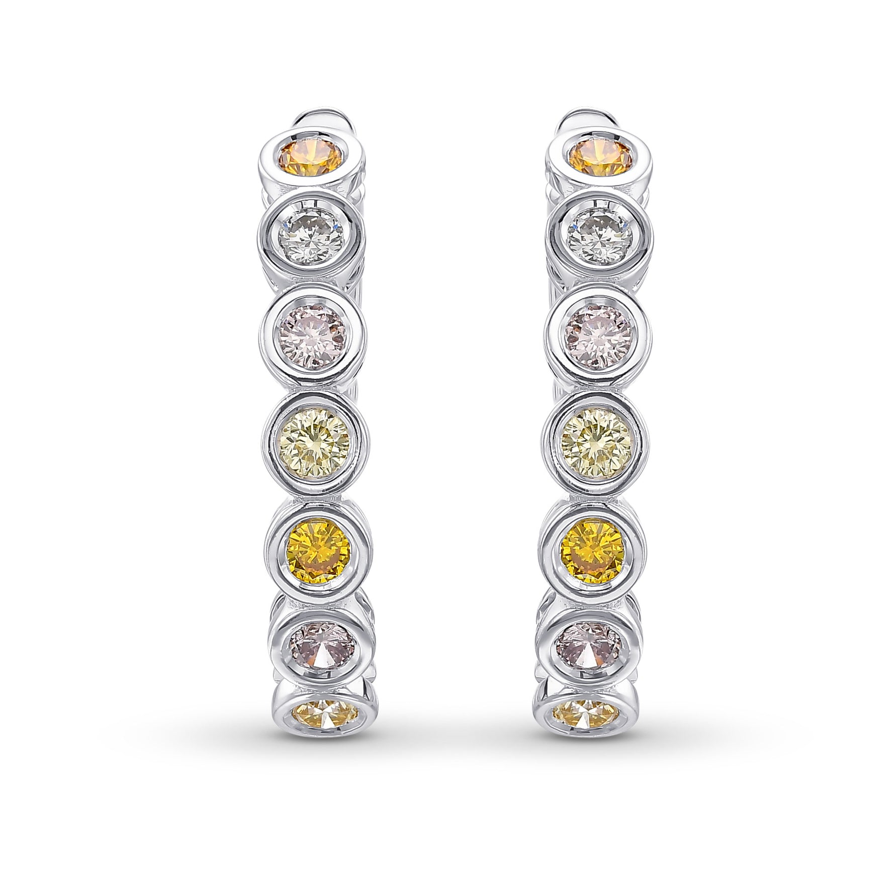 Multicolor Round Diamond Hoop Earrings
