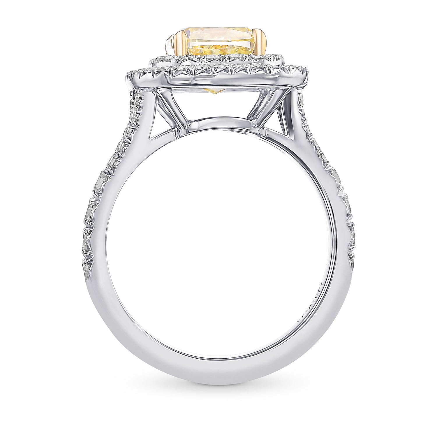 Fancy Yellow Cushion Diamond Double Halo Ring