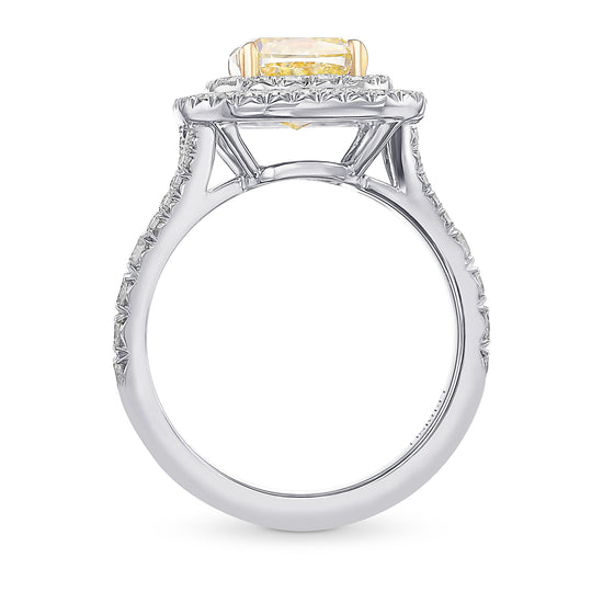 Fancy Yellow Cushion Diamond Double Halo Ring