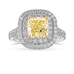 Fancy Yellow Cushion Diamond Double Halo Ring