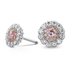 Fancy Intense Pink and White Diamond Flower Stud Earrings 