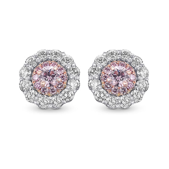 Fancy Pink & White Diamond Pave Flower Earrings