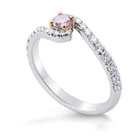 Fancy Intense Purplish Pink Round Cross-over Side-stone Diamond Ring