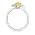 Fancy Vivid Yellow Orange Oval Diamond 3 Stone Ring