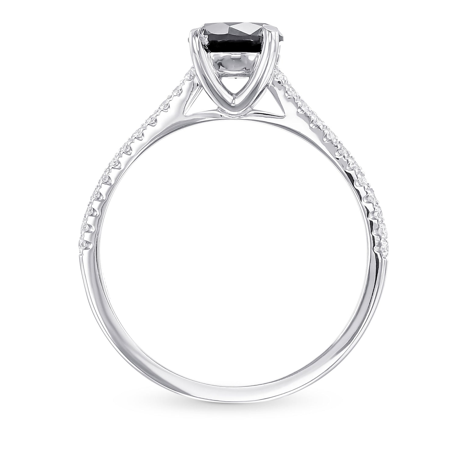 Natural Fancy Black Round Side Stone Diamond Ring