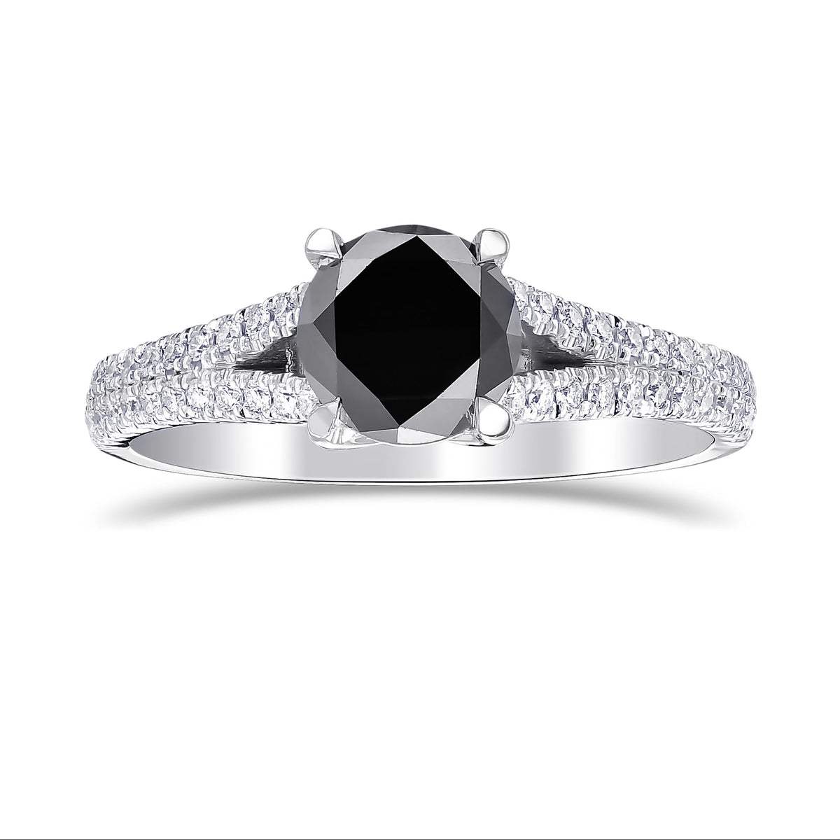 Natural Fancy Black Round Side Stone Diamond Ring