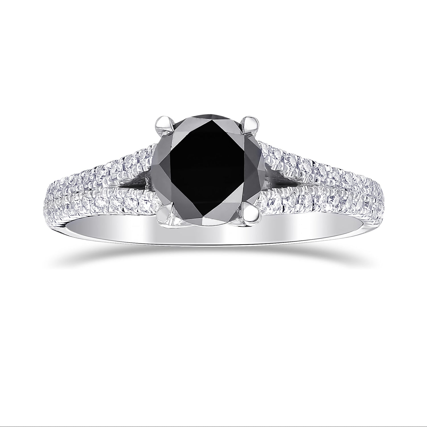 Natural Fancy Black Round Side Stone Diamond Ring
