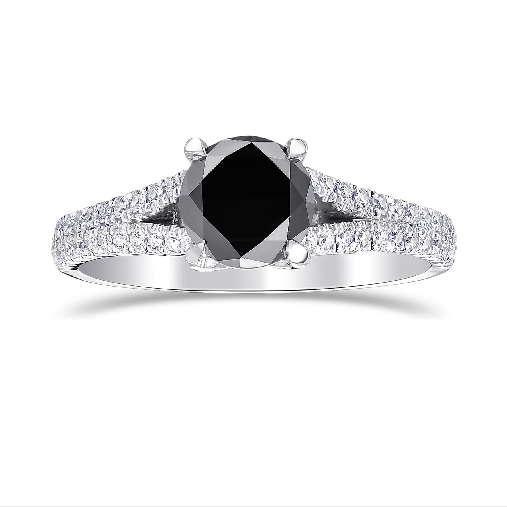 Natural Fancy Black Round Side Stone Diamond Ring