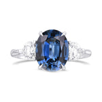Oval Blue Sapphire and Diamond 3 Stone Ring