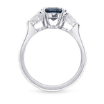 Oval Blue Sapphire and Diamond 3 Stone Ring