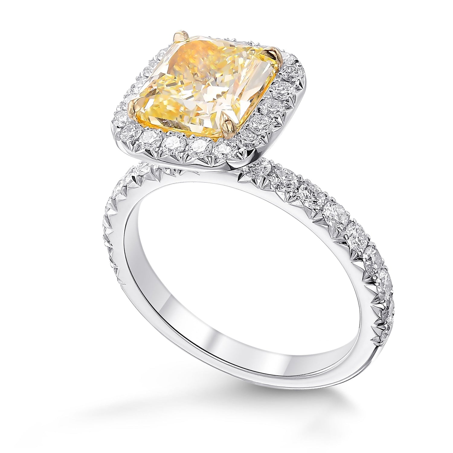 Fancy Yellow Radiant Diamond Halo Ring