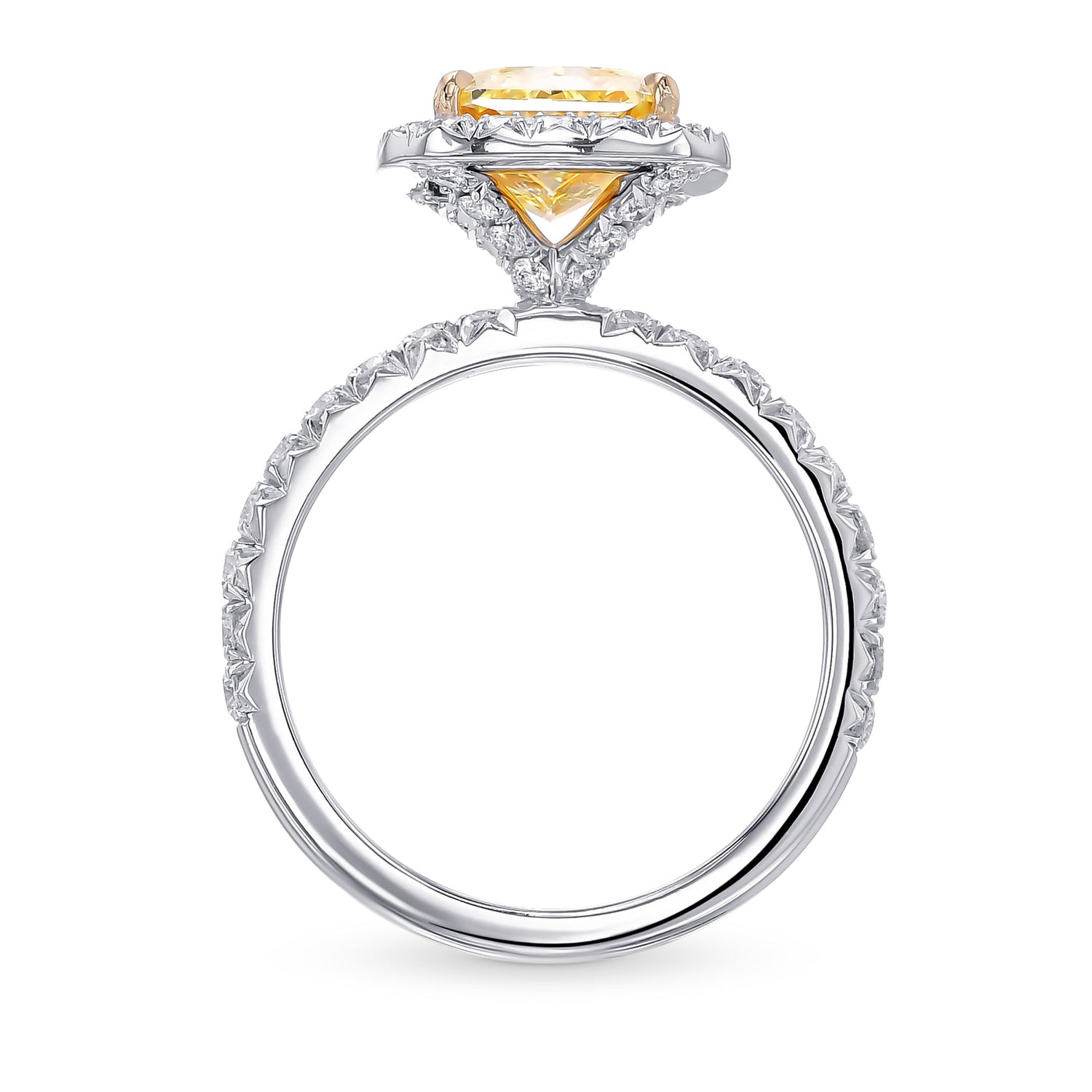 Fancy Yellow Radiant Diamond Halo Ring