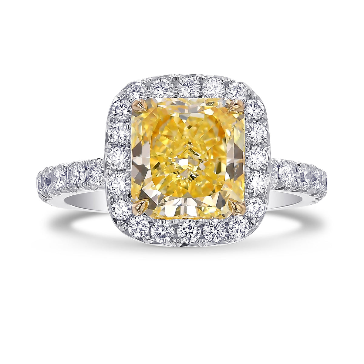 Fancy Yellow Radiant Diamond Halo Ring