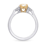 Fancy Yellow Cushion Diamond Side Stone Ring