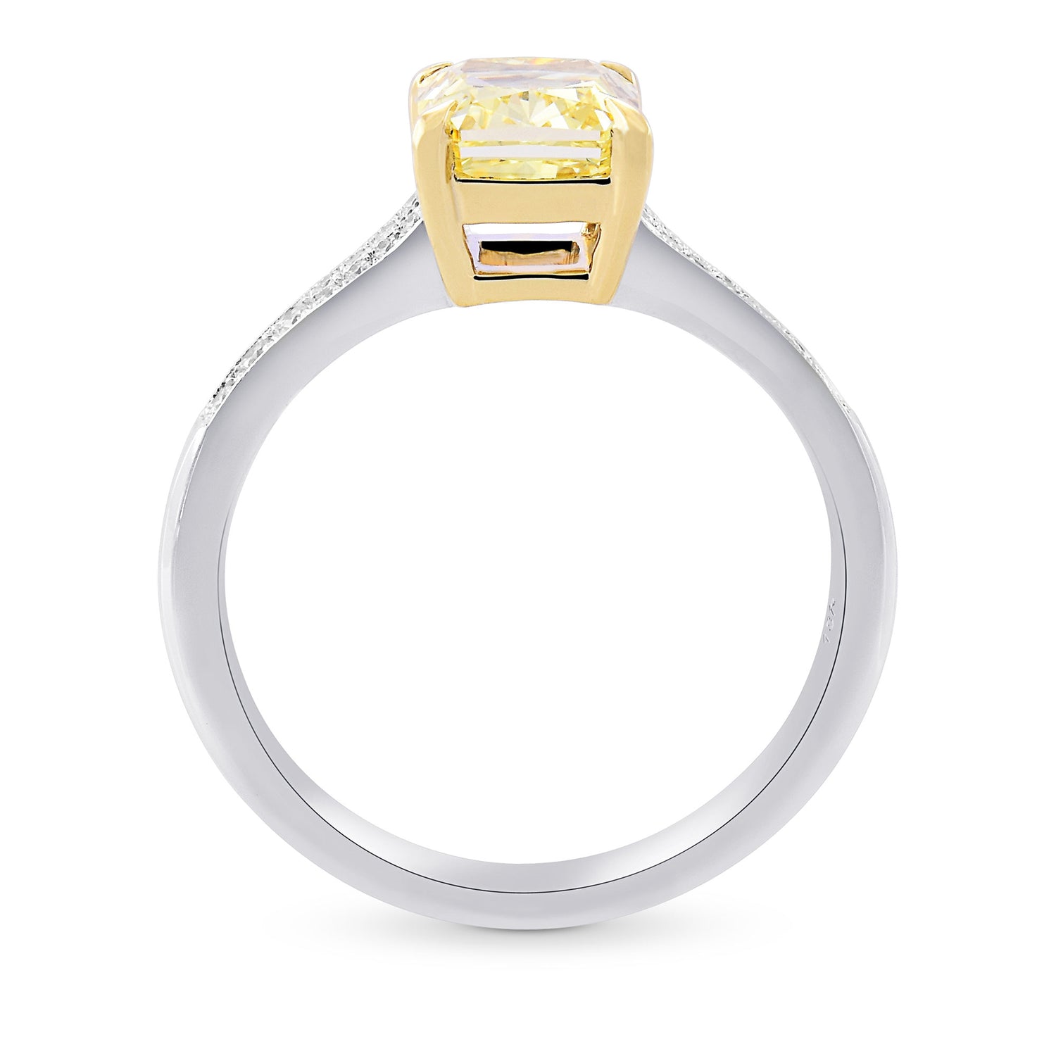 Fancy Intense Yellow Radiant Diamond Side Stone Ring