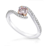 Fancy Light Pink Round Diamond Side Stone Ring