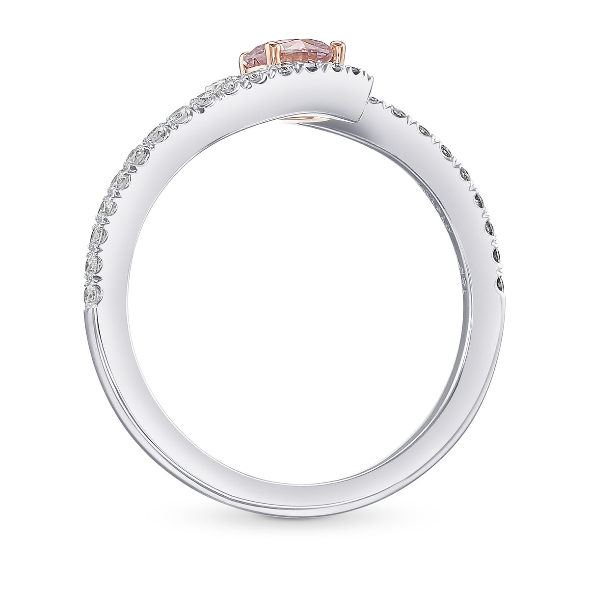 Fancy Light Pink Round Diamond Side Stone Ring