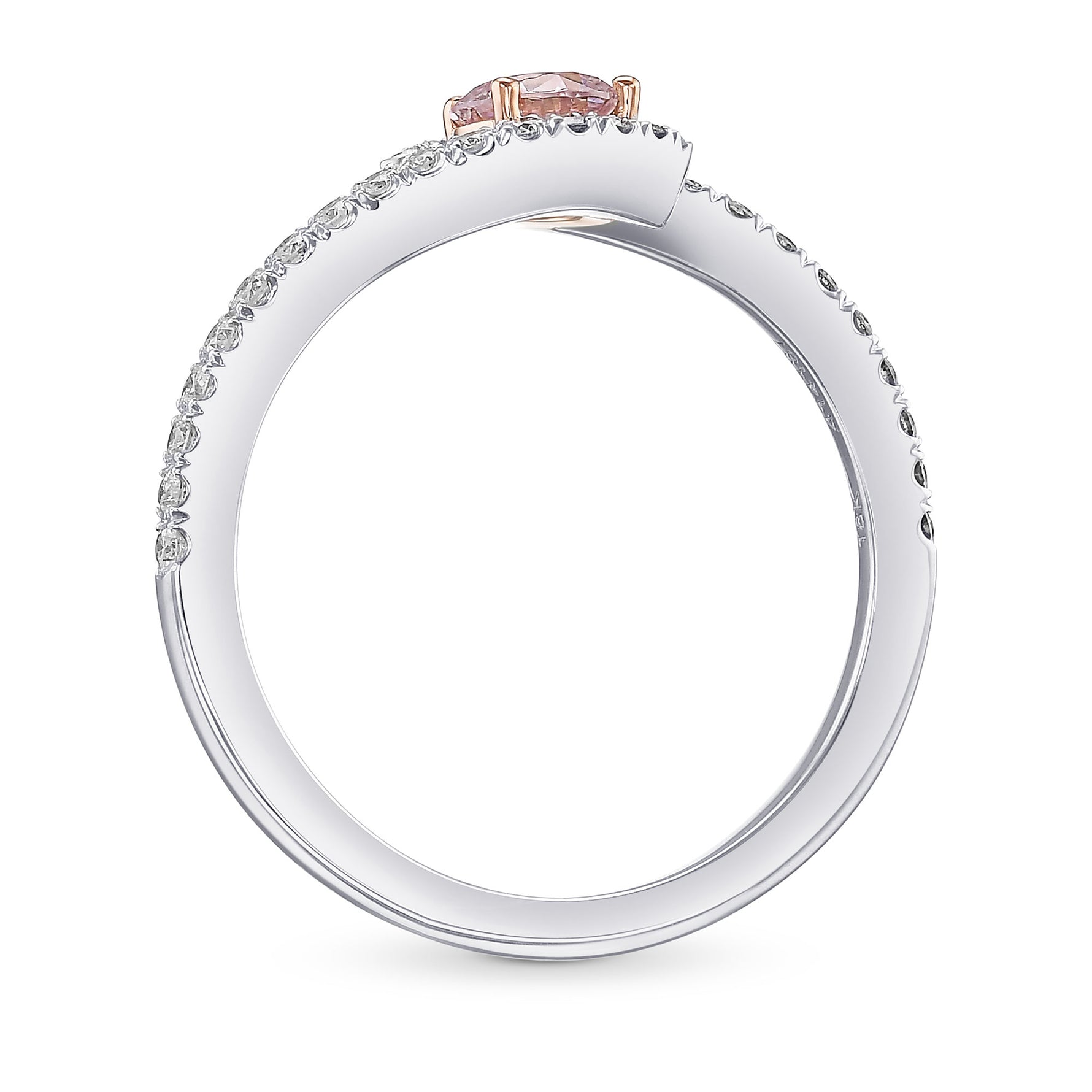 Fancy Light Pink Round Diamond Side Stone Ring