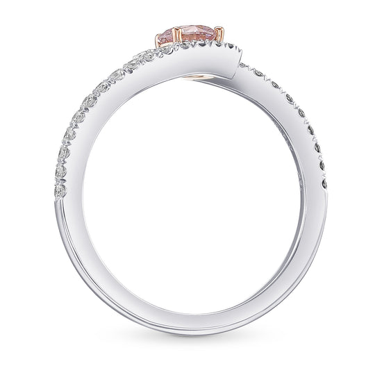Fancy Light Pink Round Diamond Side Stone Ring