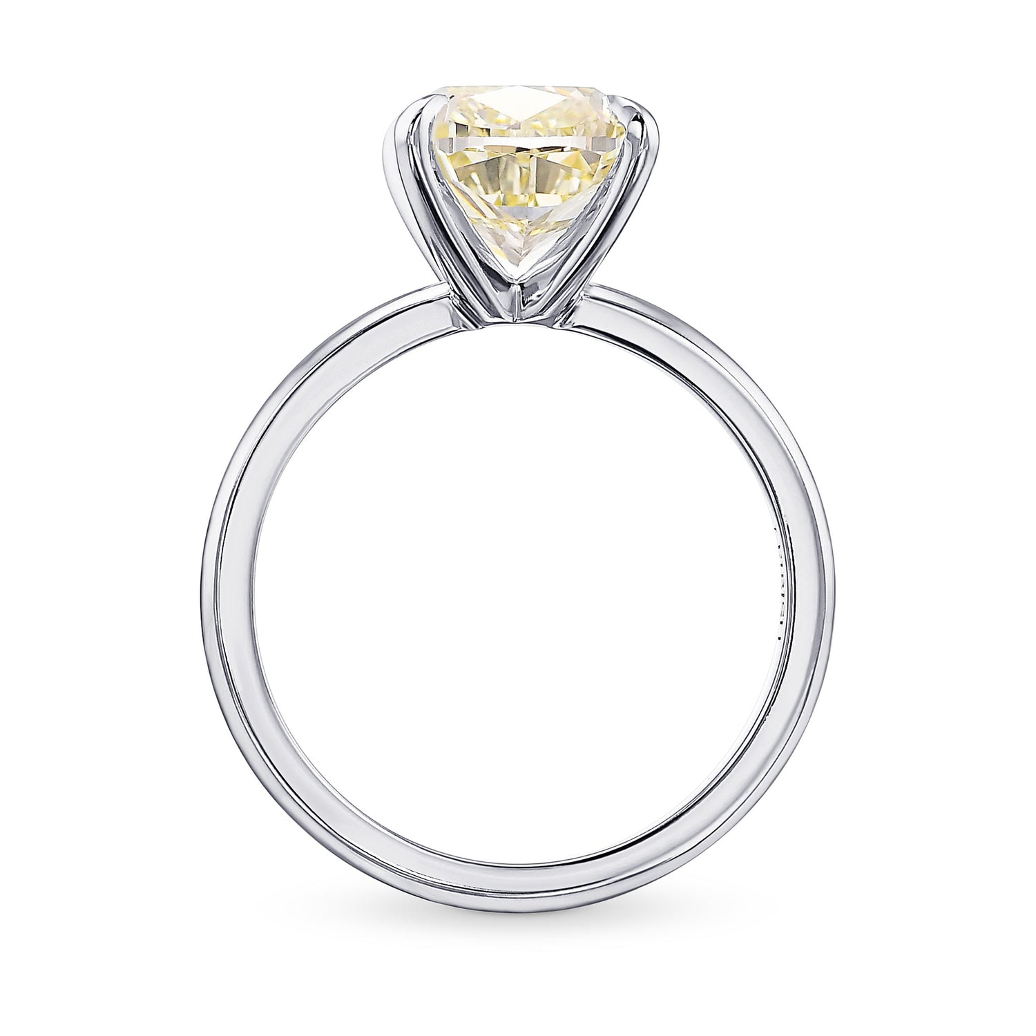 Light Yellow Cushion Diamond Solitaire Ring