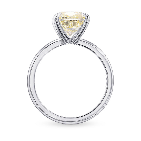 Light Yellow Cushion Diamond Solitaire Ring