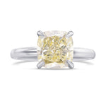 Light Yellow Cushion Diamond Solitaire Ring