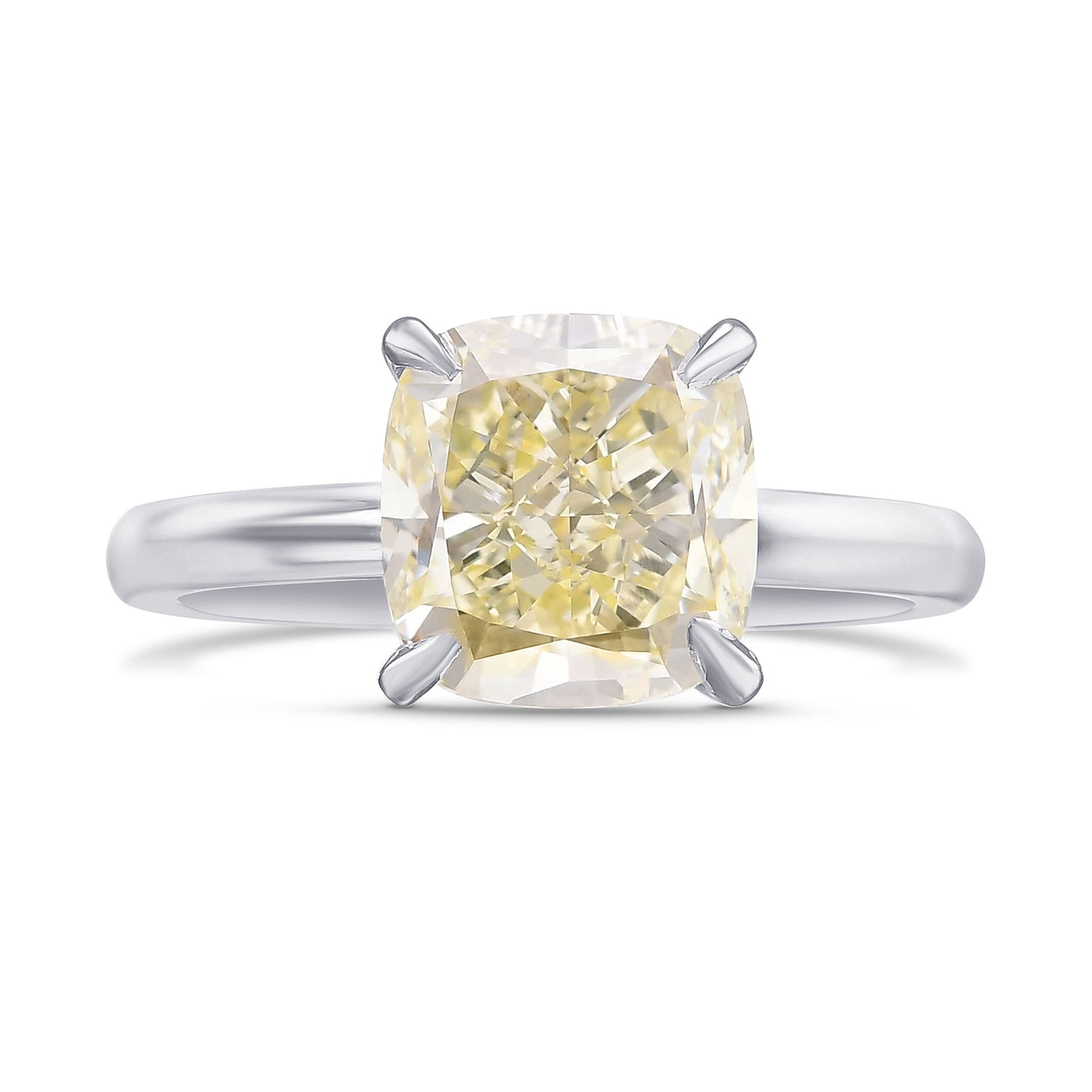 Light Yellow Cushion Diamond Solitaire Ring