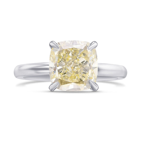 Light Yellow Cushion Diamond Solitaire Ring