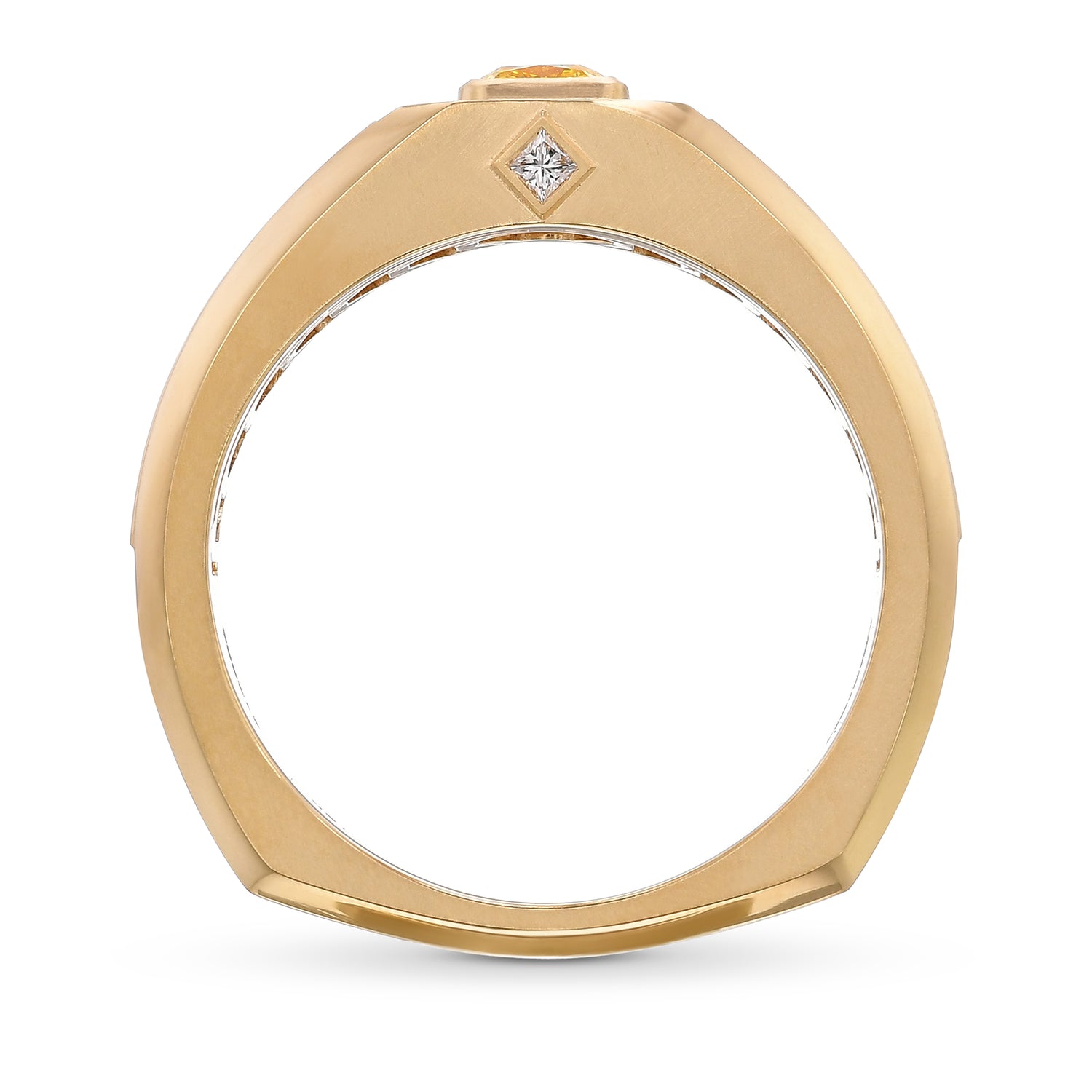 Fancy Intense Yellow Cushion Diamond Gents Ring