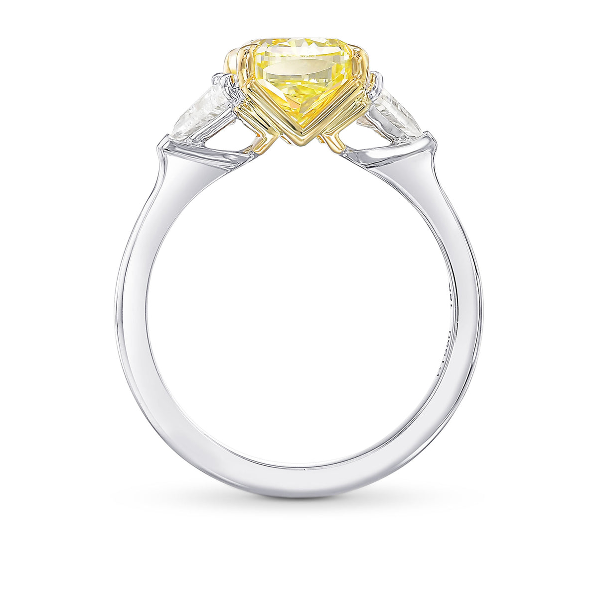  Fancy Intense Yellow Cushion 3 Stone Diamond Ring