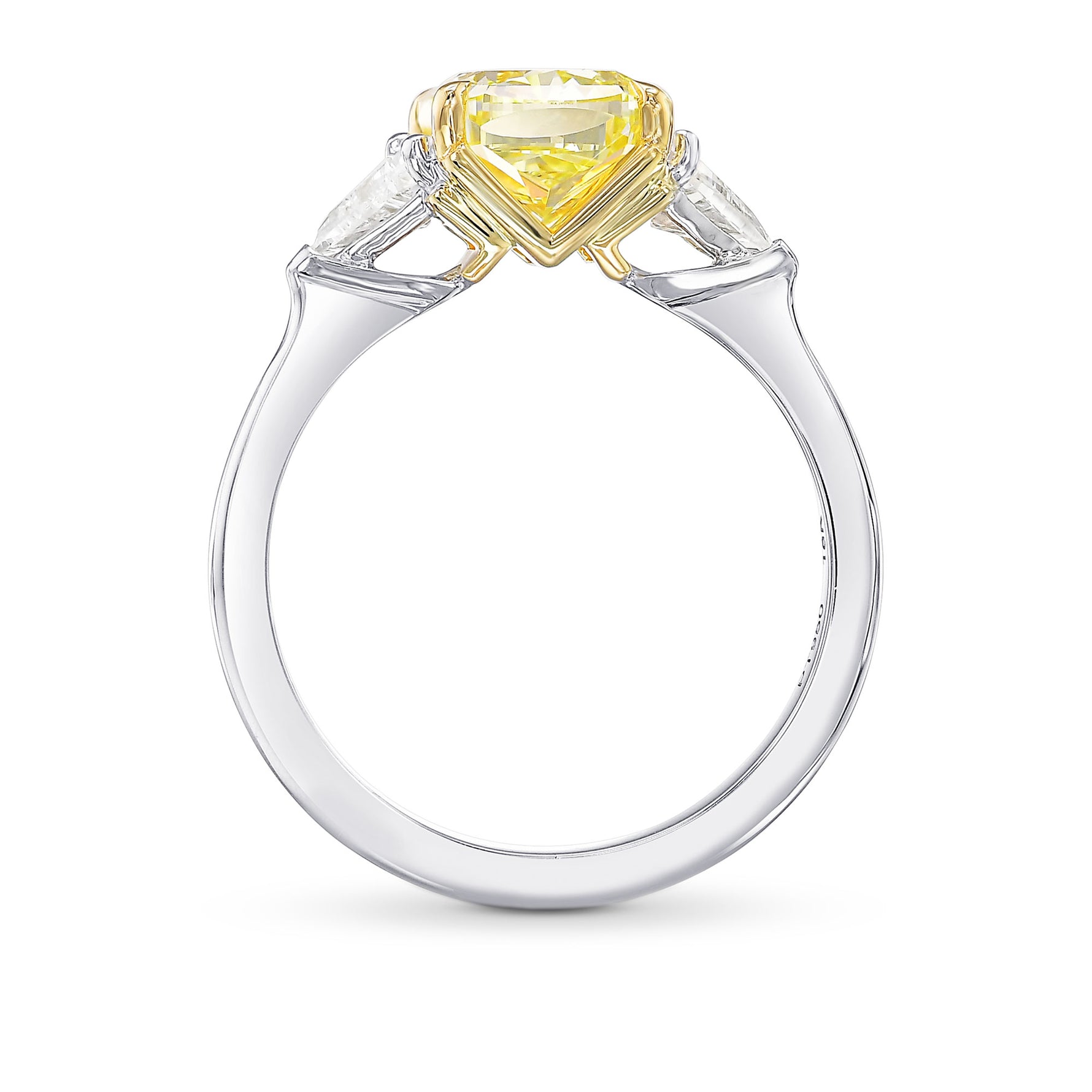  Fancy Intense Yellow Cushion 3 Stone Diamond Ring