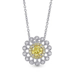 Fancy Yellow Round Brilliant Filigree Halo Diamond Pendant