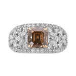 Fancy Orange Brown Asscher Cut Diamond Extraordinary Ring