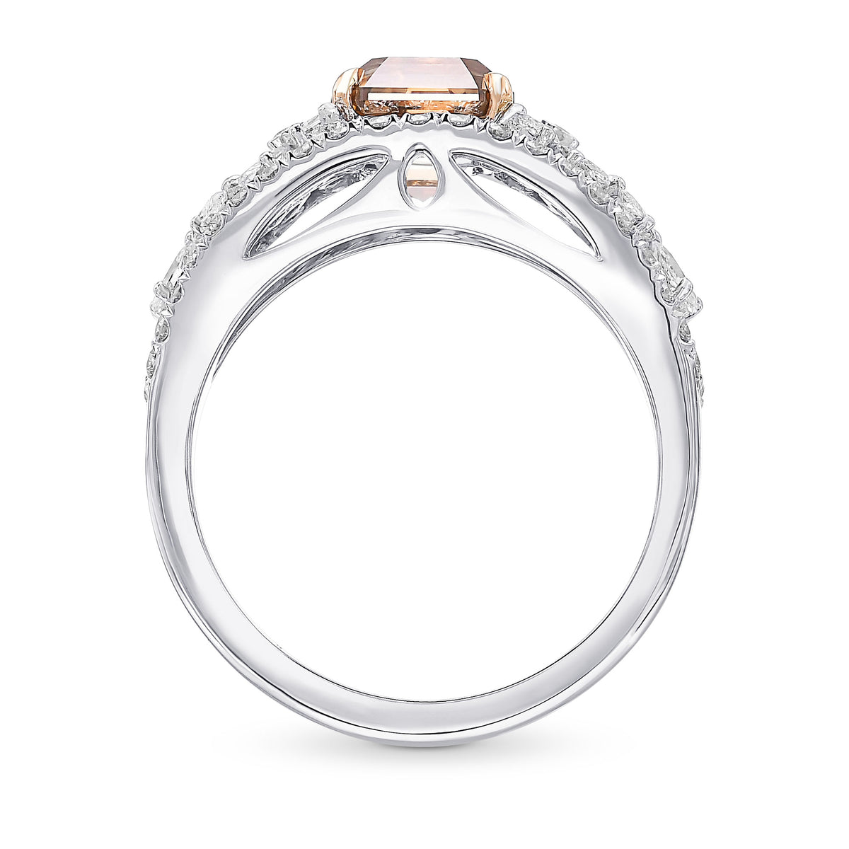 Fancy Orange Brown Asscher Cut Diamond Extraordinary Ring