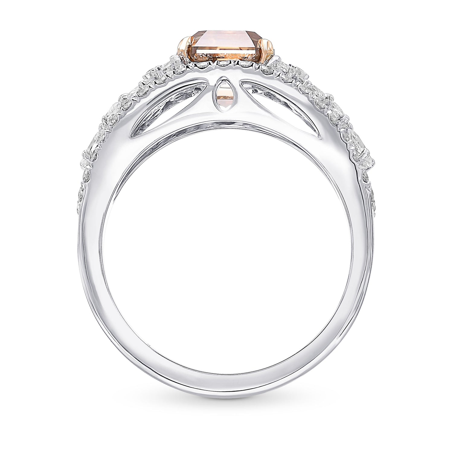 Fancy Orange Brown Asscher Cut Diamond Extraordinary Ring