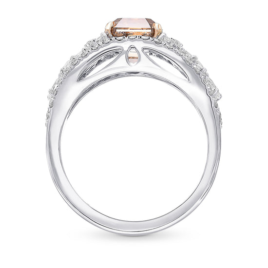 Fancy Orange Brown Asscher Cut Diamond Extraordinary Ring