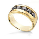 Natural Fancy Black Five Stone Diamond Band Ring