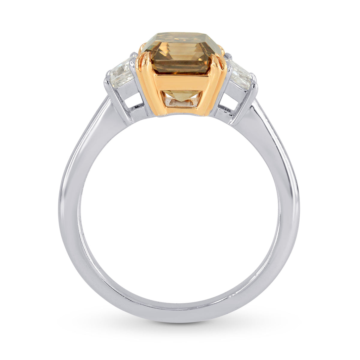 Fancy Orange Brown Emerald Cut Diamond Engagement Ring