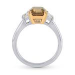 Fancy Orange Brown Emerald Cut Diamond Engagement Ring