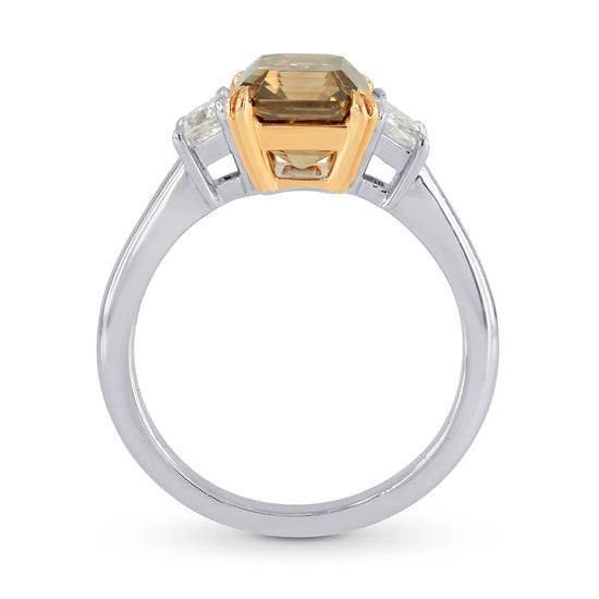 Fancy Orange Brown Emerald Cut Diamond Engagement Ring