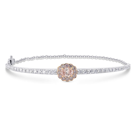 Fancy Pink Cushion Halo Diamond Bangle 