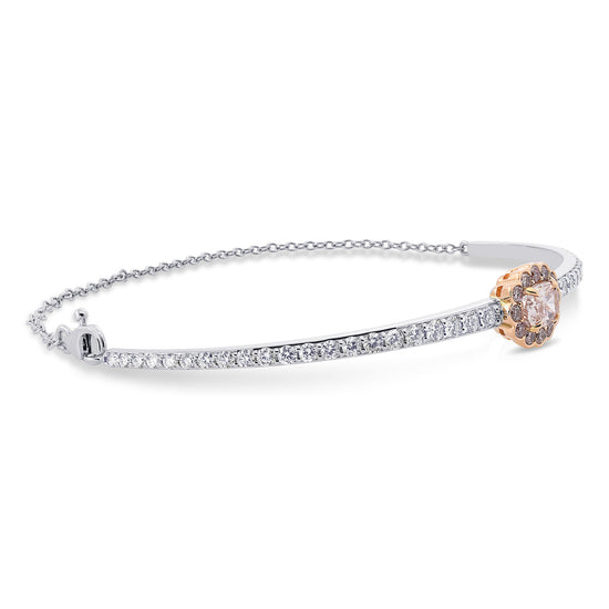 Fancy Pink Cushion Halo Diamond Bangle 