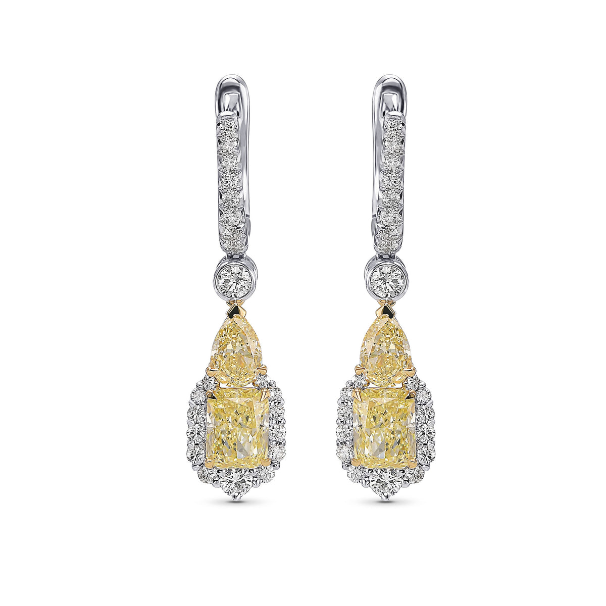 Extraordinary Fancy Light Yellow Drop Diamond Earrings