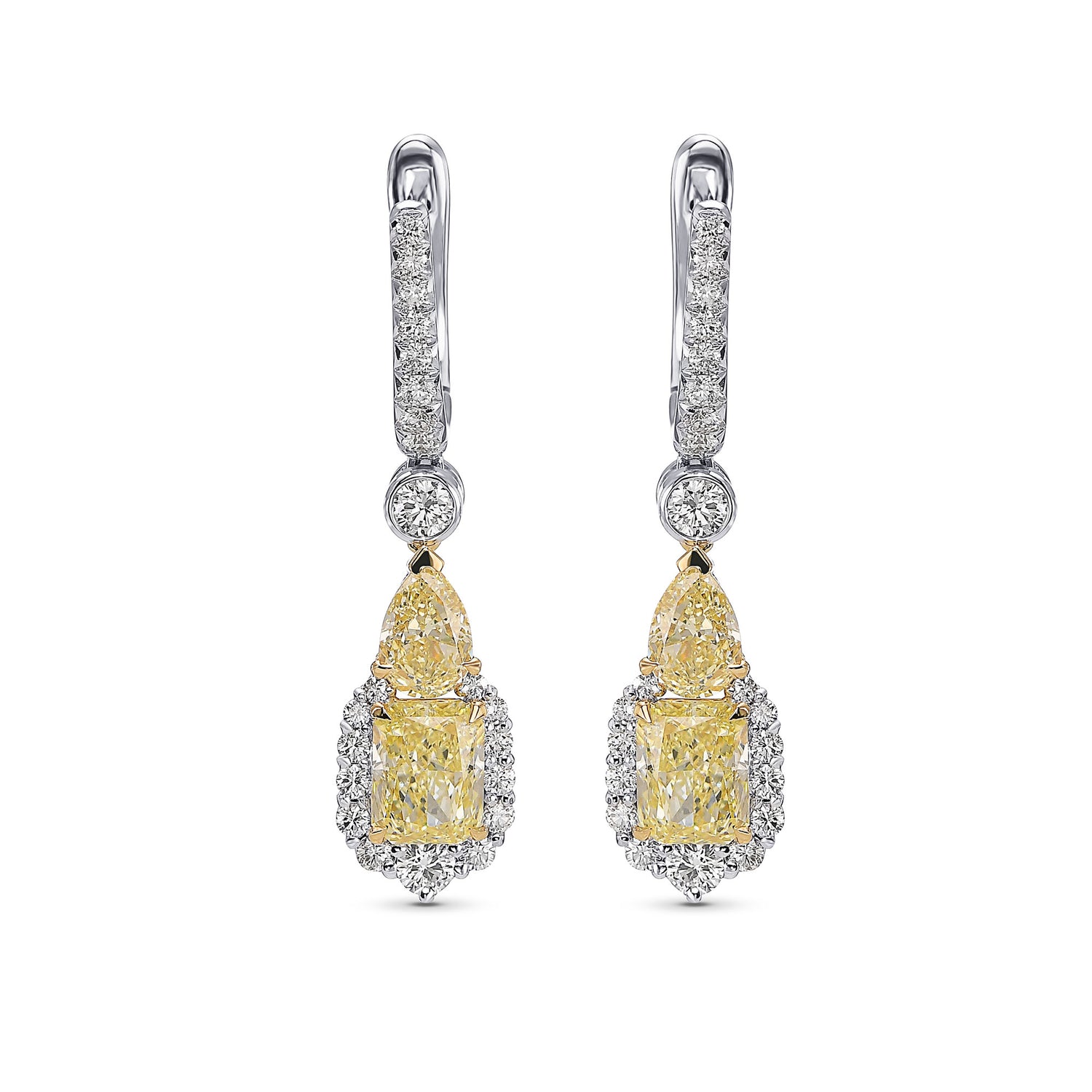 Extraordinary Fancy Light Yellow Drop Diamond Earrings